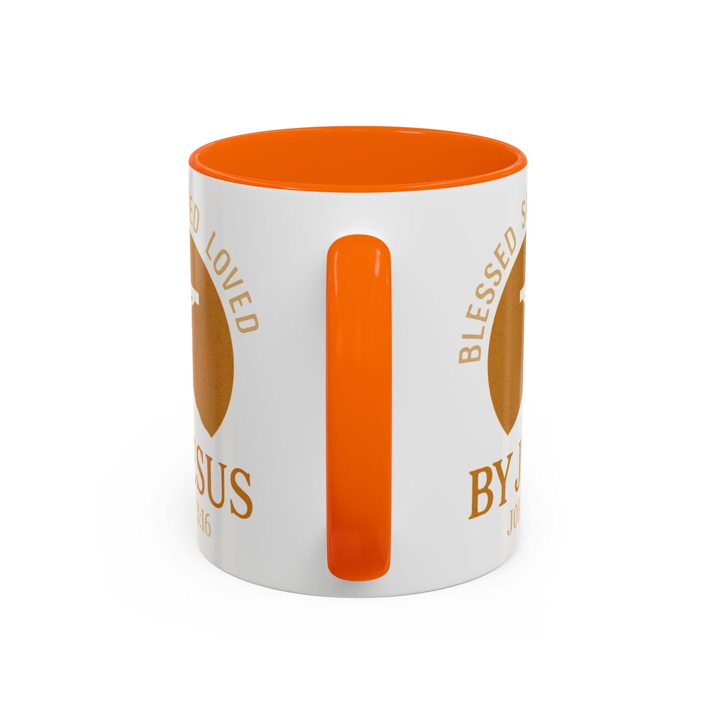 Inspirational Accent Coffee Mug - Blessed, Saved, Loved by Him | John 3:16