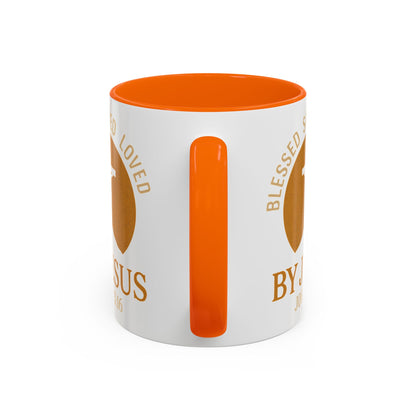 Inspirational Accent Coffee Mug - Blessed, Saved, Loved by Him | John 3:16