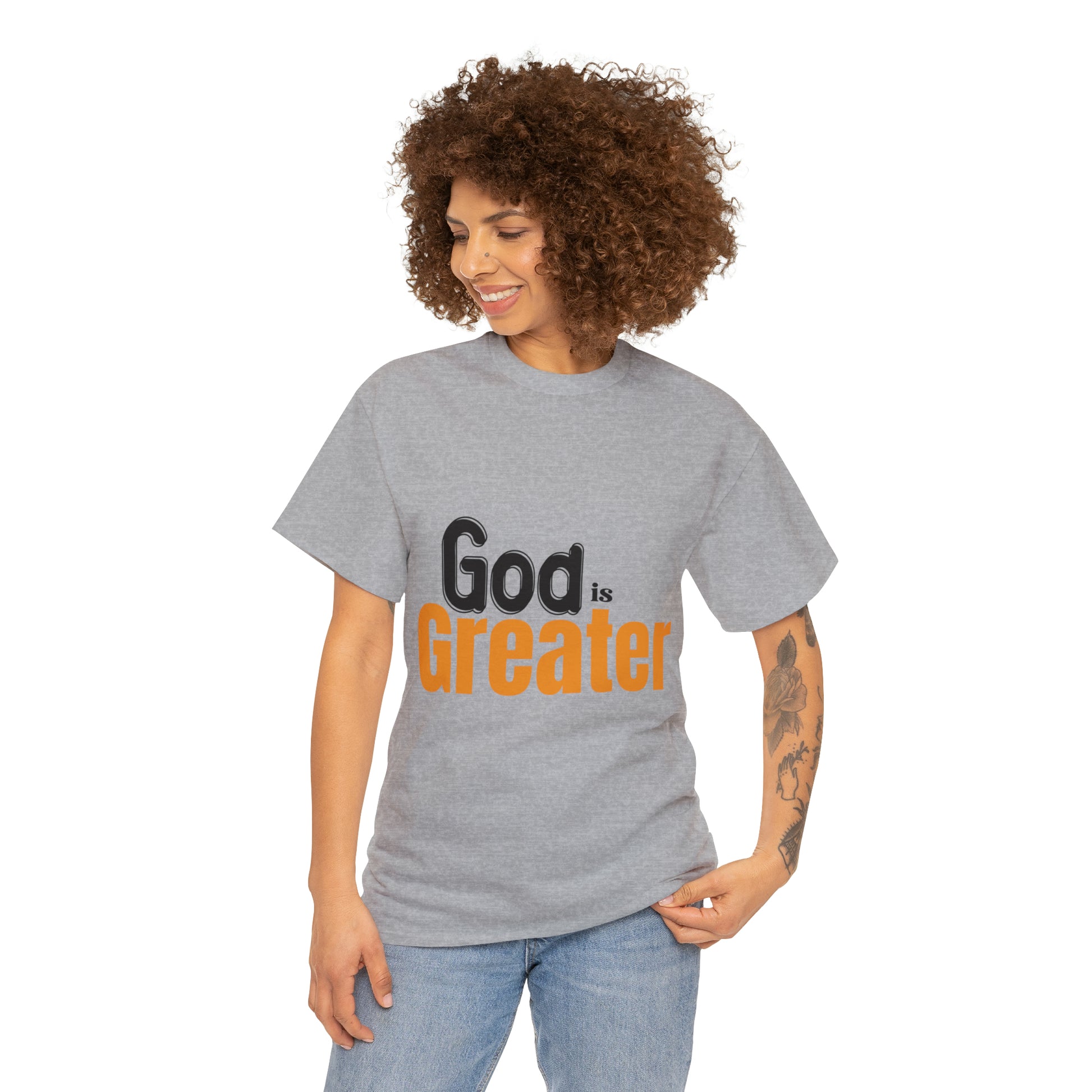 God Is Greater Unisex Heavy Cotton Tee Printify