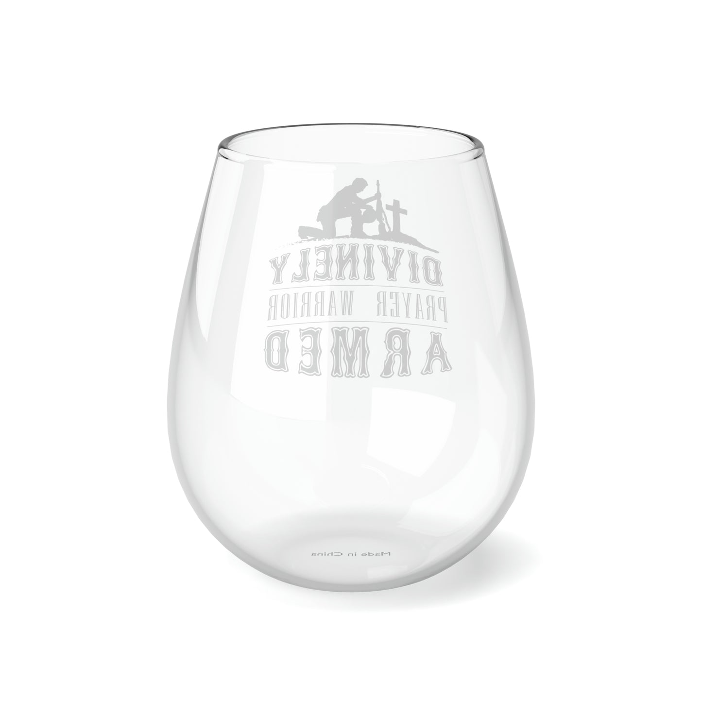 Divinely Armed Prayer Warrior Stemless Wine Glass, 11.75oz