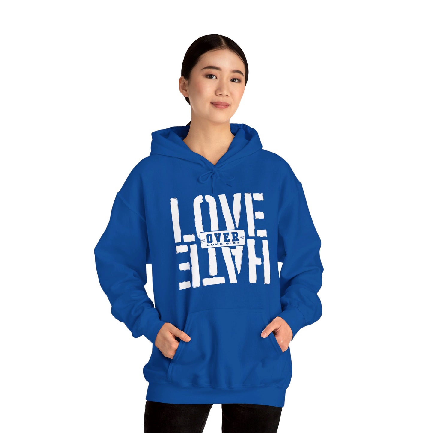 Love Over Hate Unisex Christian Pullover Hooded Sweatshirt