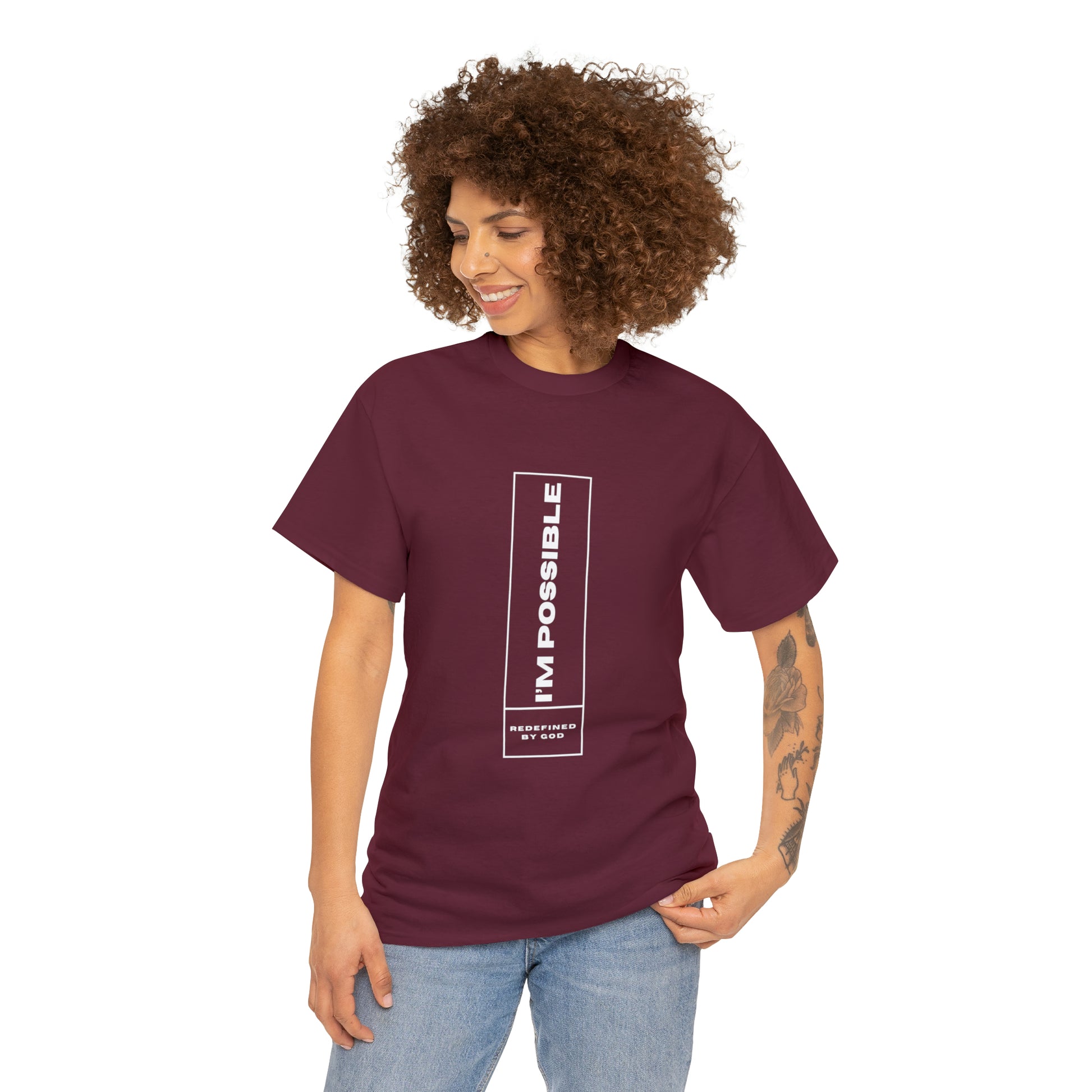 I'm Possible Redefined By God Unisex Heavy Cotton Tee Printify