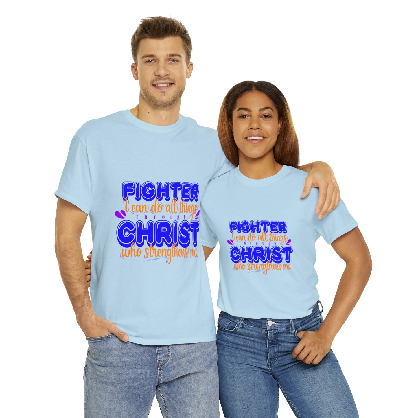 Fighter I Can Do All Things Through Christ Who Strengthens Me Unisex Heavy Cotton Tee