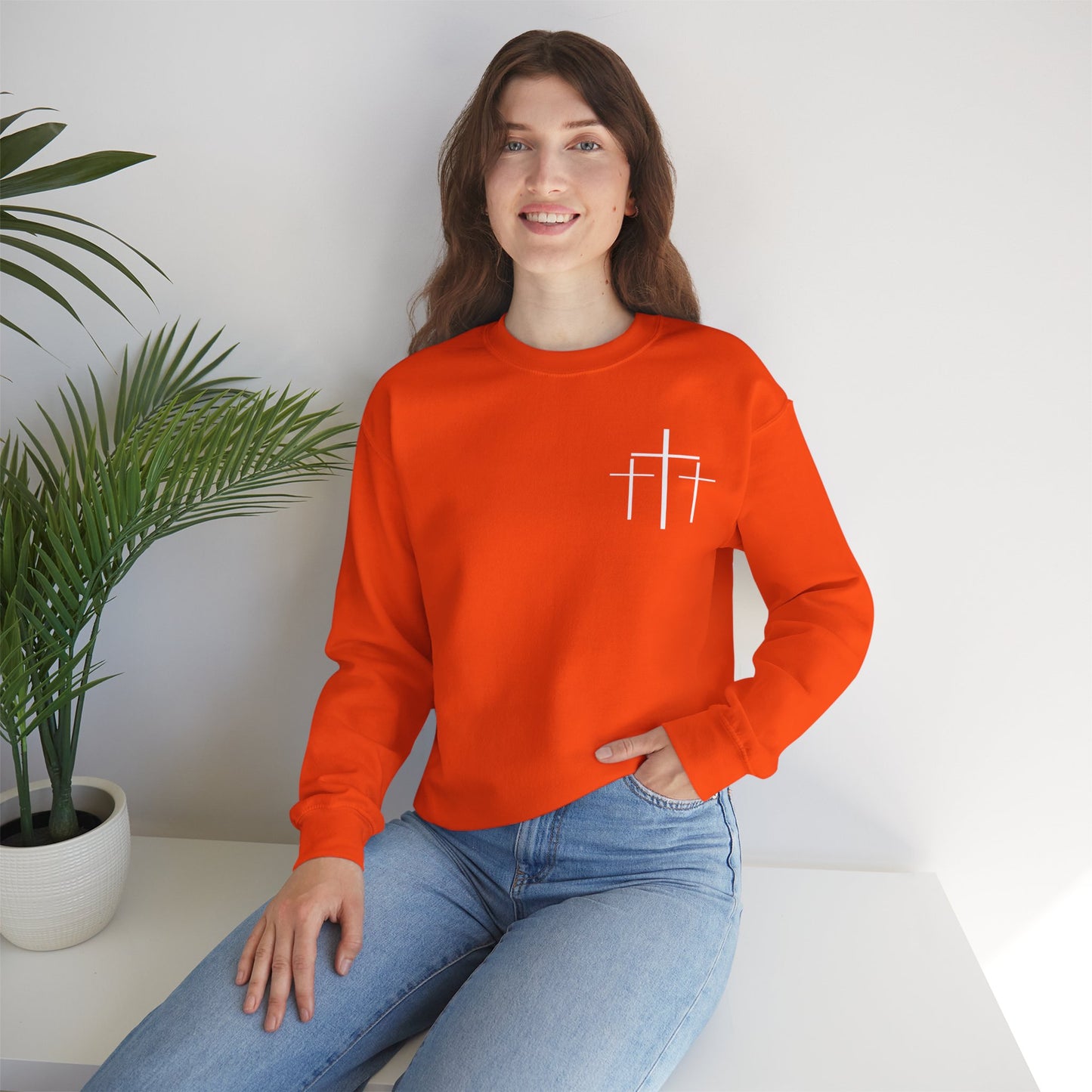 Faith Over Fear 3 Crosses  Unisex Heavy Blend™ Crewneck Christian Sweatshirt