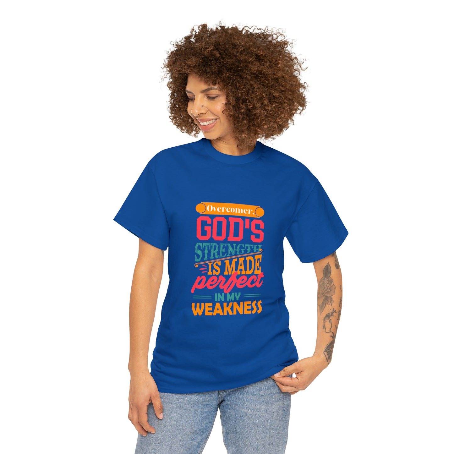 Overcomer God's Strength Is Made Perfect In My Weakness Unisex Heavy Cotton Tee