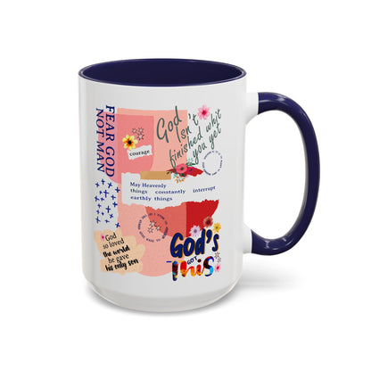 Inspirational Accent Coffee Mug - 11 & 15oz - Fear Him Not Man - Perfect Gift for Friends and Family