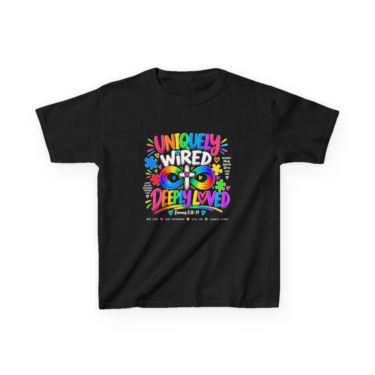 Uniquely Wired, Deeply Loved autism awareness youth t-shirt