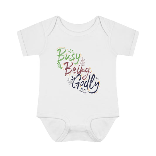 Busy Being Godly Christian Baby Onesie Printify