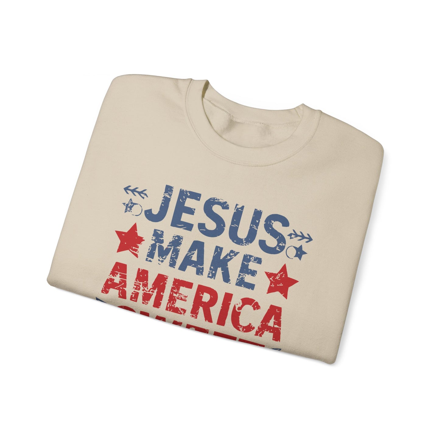 Jesus Make America Sweet Again Patriotic  Unisex Heavy Blend™ Crewneck Christian Sweatshirt