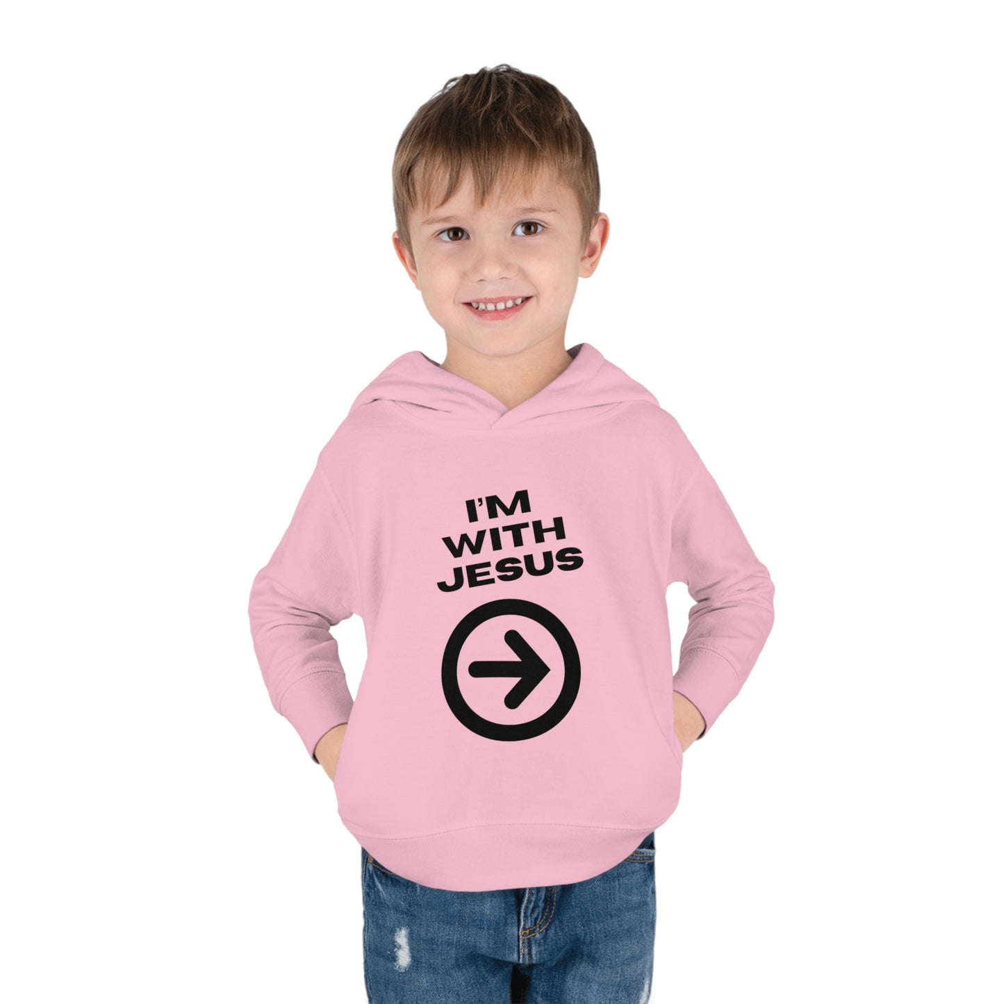 I'm With Jesus Christian Toddler Pullover Fleece Hooded Sweatshirt