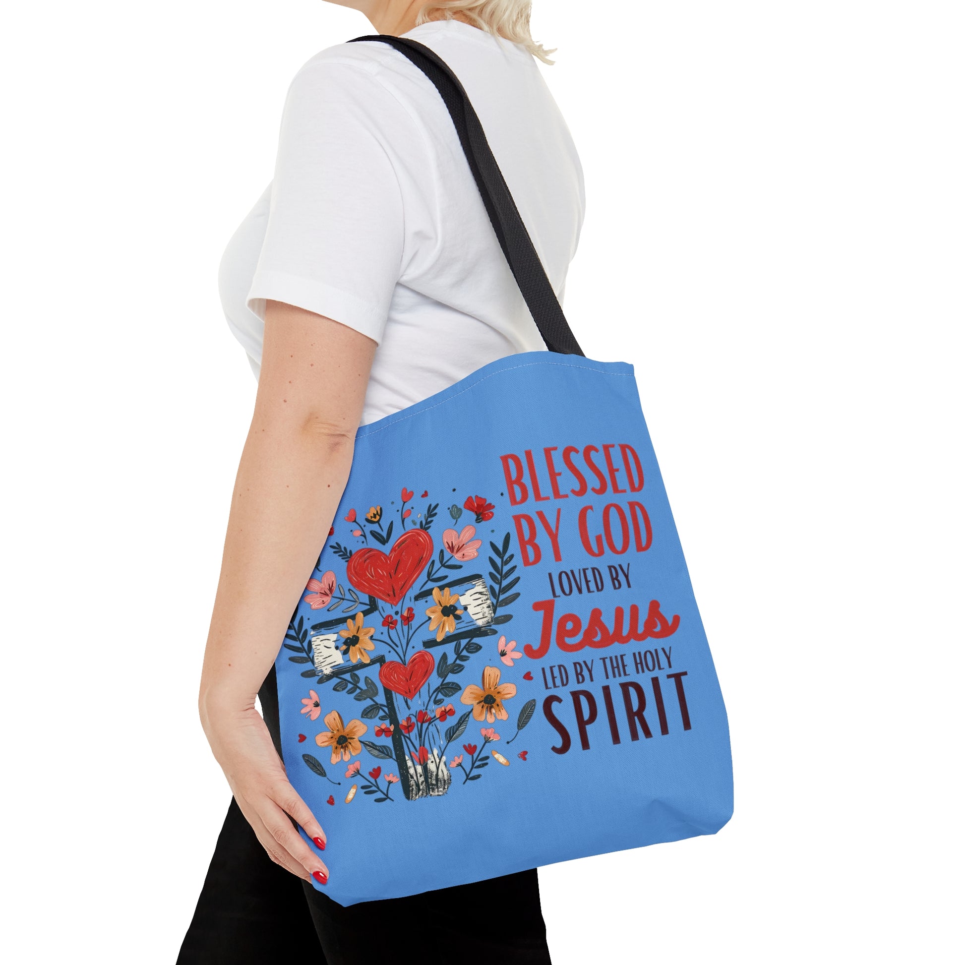 Blessed By God Loved By Jesus Led By The Holy Spirit Christian Tote Bag Printify