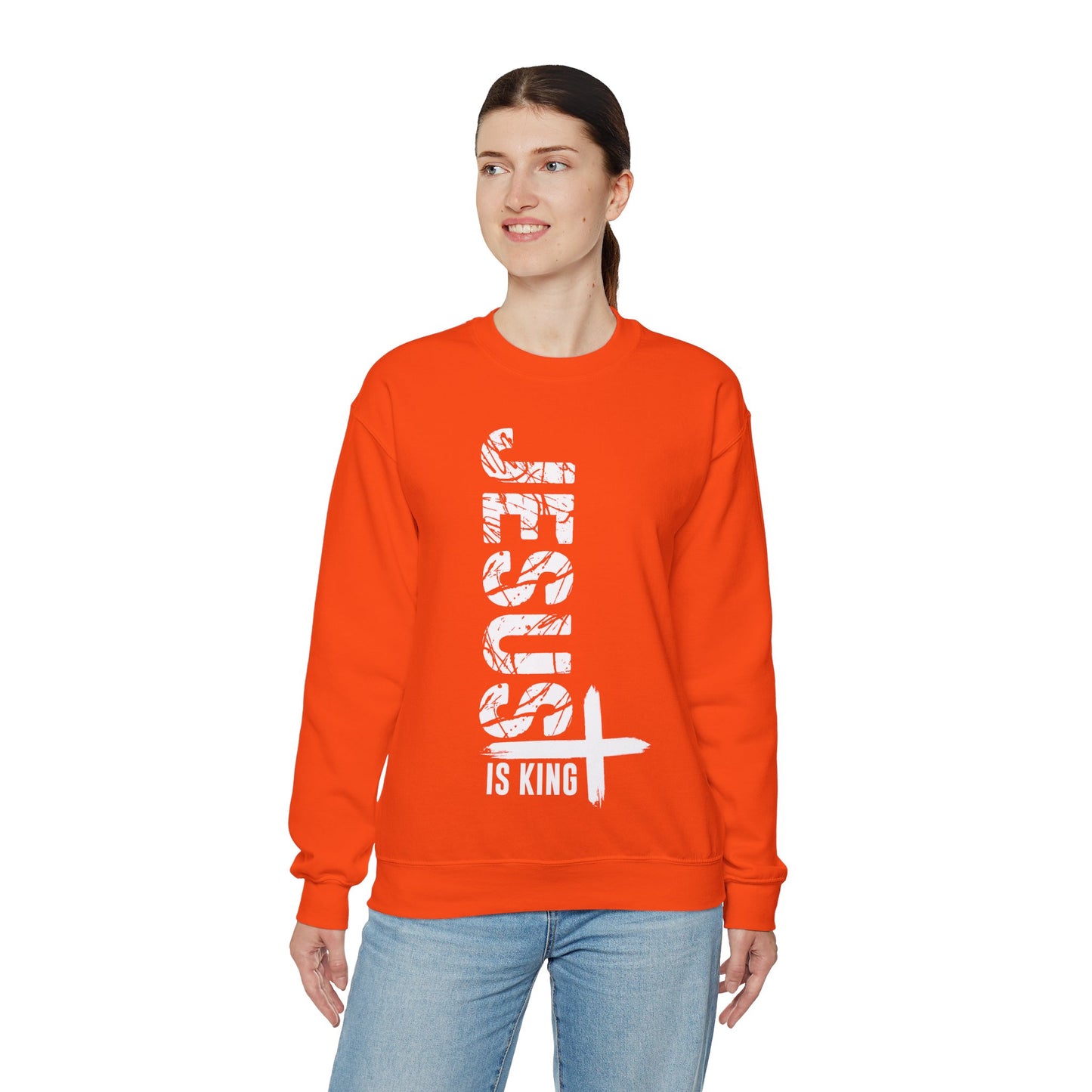 Jesus Is King Unisex Heavy Blend™ Crewneck Christian Sweatshirt