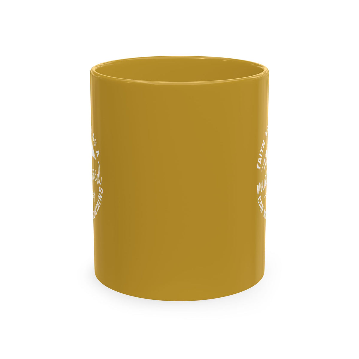 Mustard Christian Ceramic Mug — "Faith as Small as a Mustard Seed" Inspirational Coffee Cup
