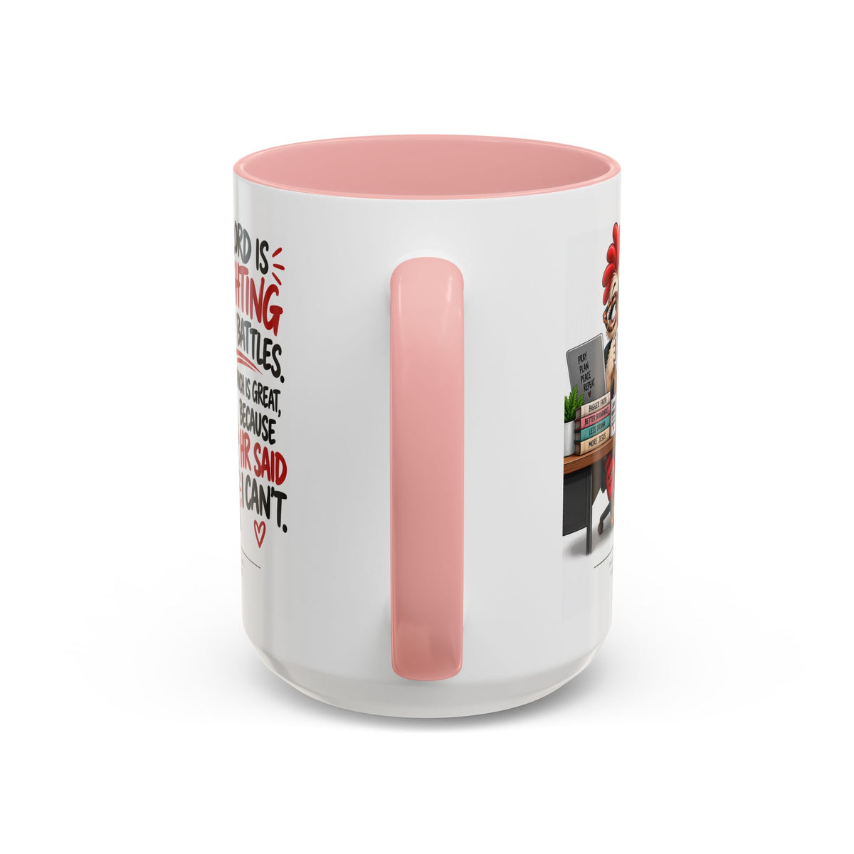 Inspirational Accent Coffee Mug — “The Lord Is Fighting My Battles” Faith Quote (11/15oz)
