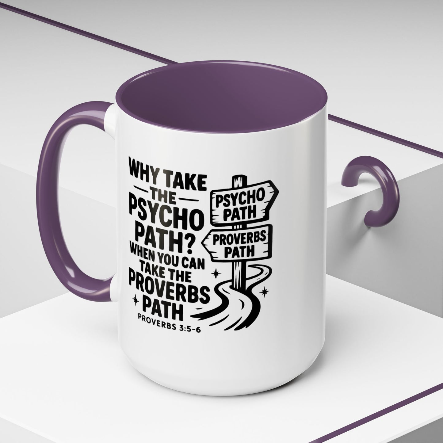 Inspirational Quote Accent Coffee Mug - Perfect Gift for Motivational Moments, Office Desk Essentials, Christian Gifts, Proverbs 3:5 - 6 - ClaimedbyGodDesigns