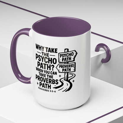 Inspirational Quote Accent Coffee Mug - Perfect Gift for Motivational Moments, Office Desk Essentials, Christian Gifts, Proverbs 3:5 - 6 - ClaimedbyGodDesigns