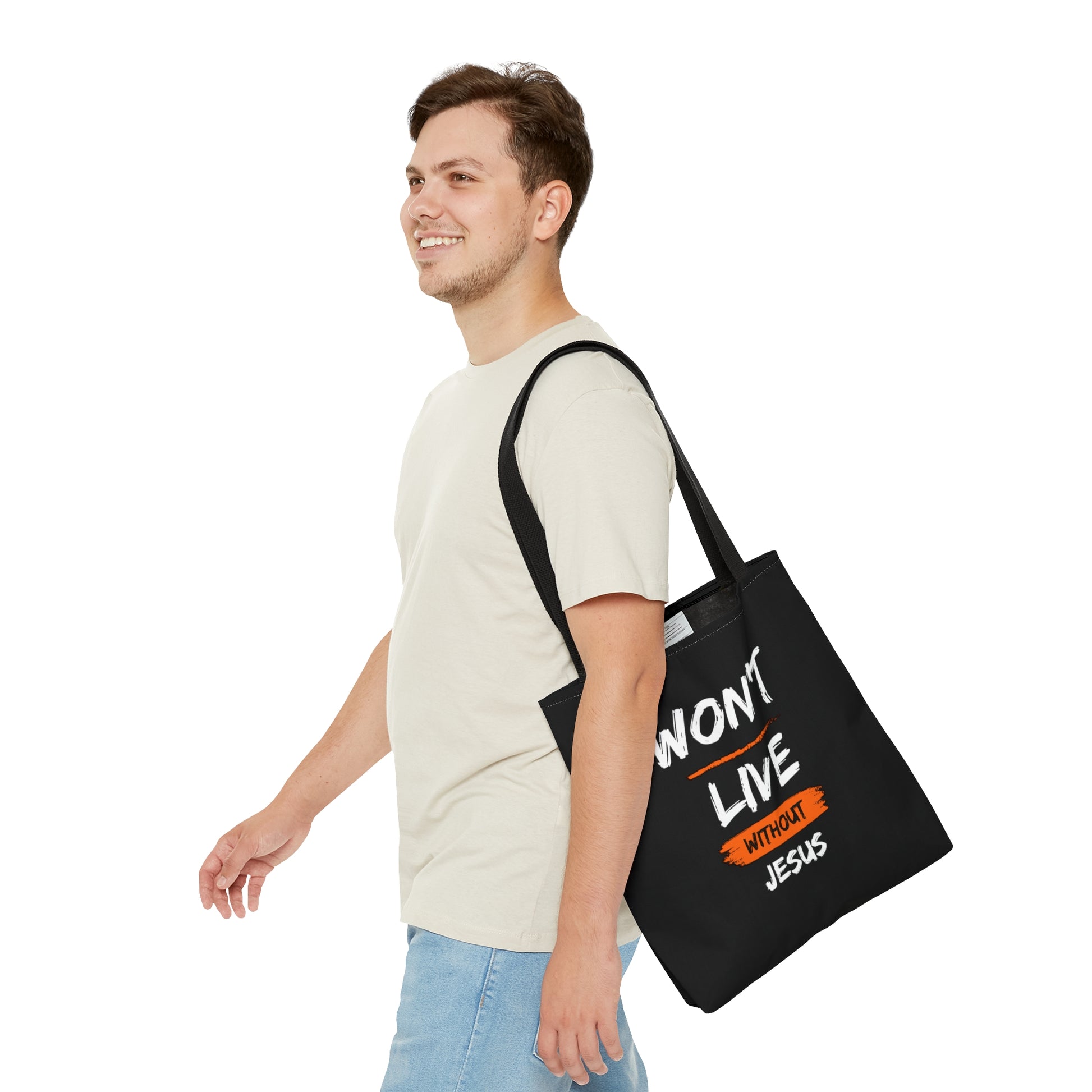 Won't Live Without Jesus Christian Tote Bag Printify