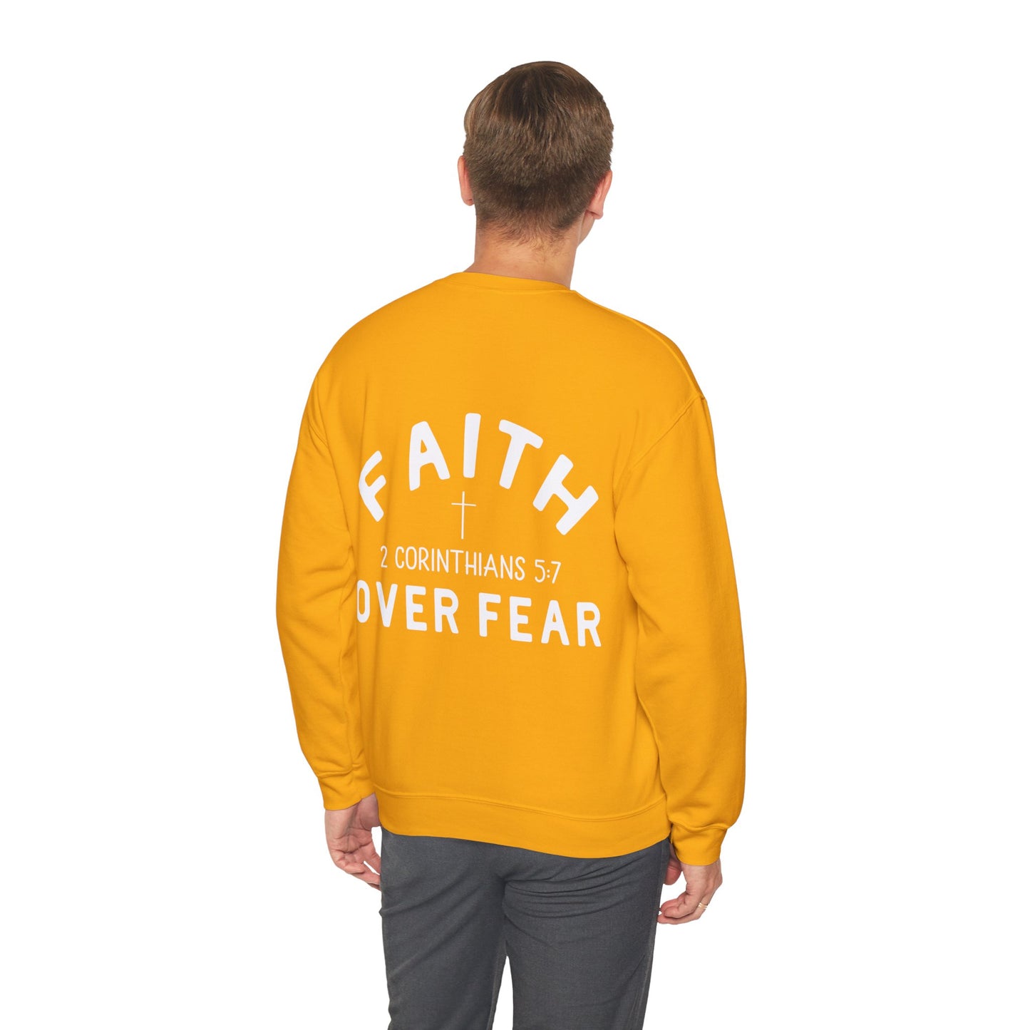 Faith Over Fear 3 Crosses  Unisex Heavy Blend™ Crewneck Christian Sweatshirt