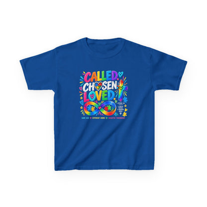 Youth Autism Awareness T-Shirt — "Called Chosen Loved" Colorful Faith Tee