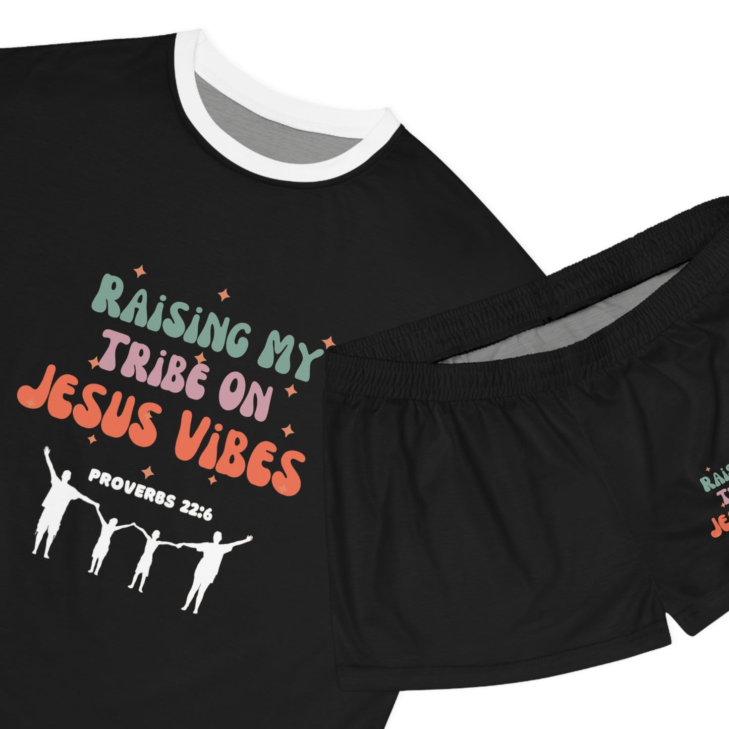 Proverbs 22:6 Raising My Tribe On Jesus Vibes Women's Christian Short Pajama Set