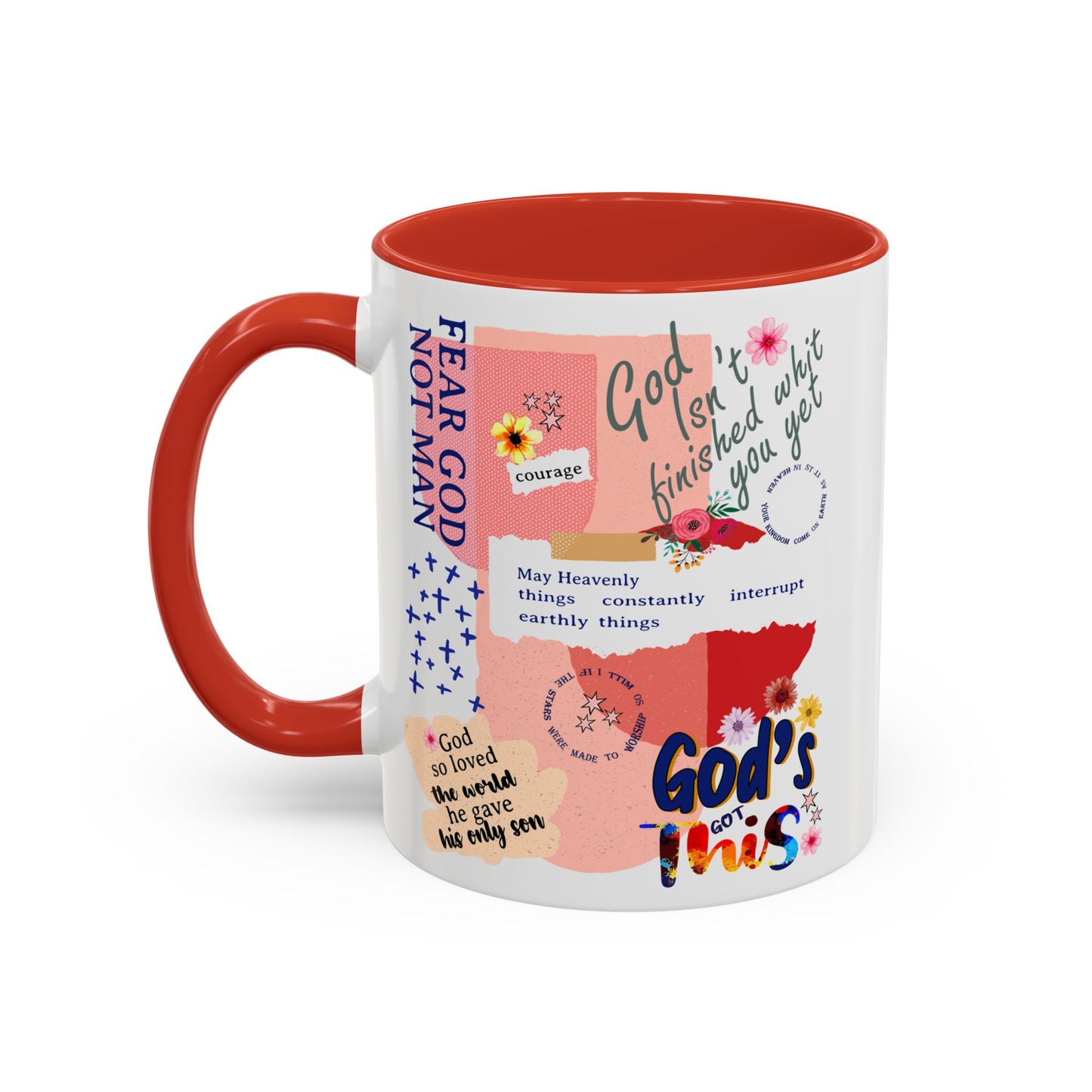 Inspirational Accent Coffee Mug - 11 & 15oz - Fear Him Not Man - Perfect Gift for Friends and Family