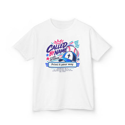 Youth Christian Baseball T-Shirt — "Called By Name" Design
