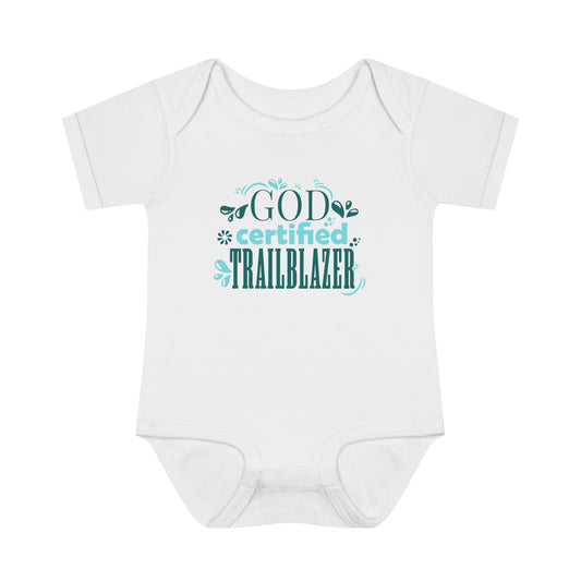 God Certified Trailblazer Christian Baby Onesie Printify