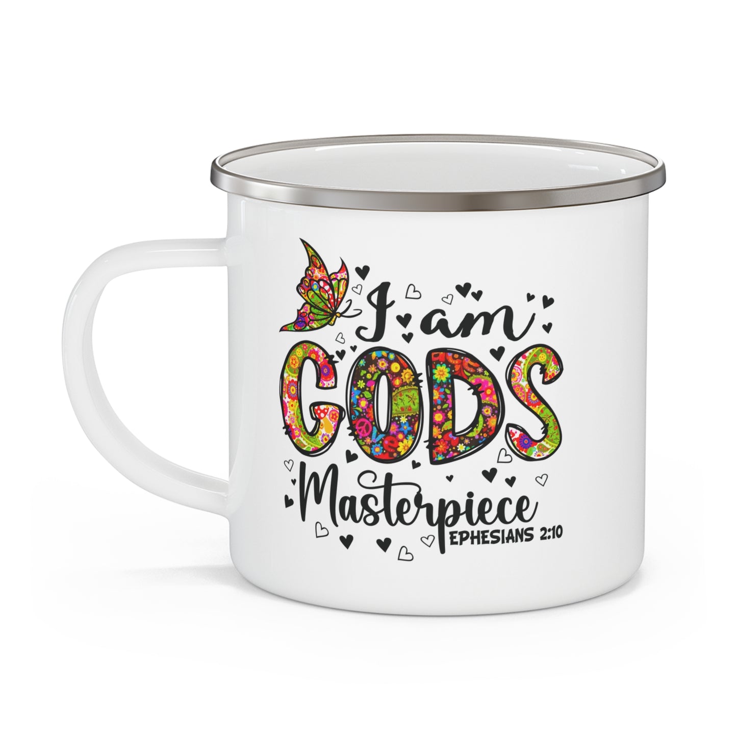 I Am God's Masterpiece Christian Enamel Camping Mug 12oz