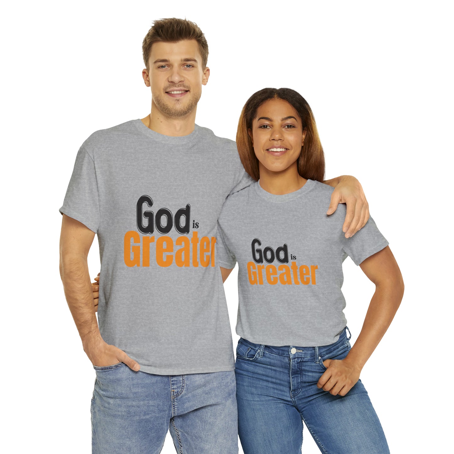 God Is Greater Unisex Heavy Cotton Tee Printify