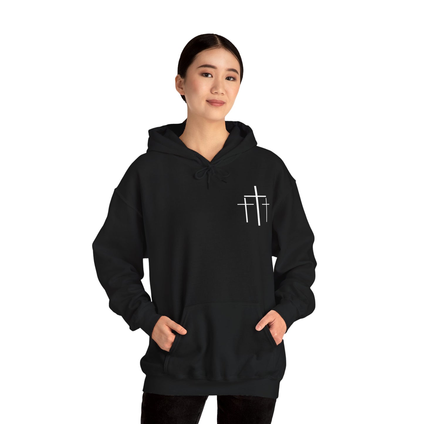 Faith Over Fear 3 Crosses  Unisex Christian Hooded Pullover Sweatshirt