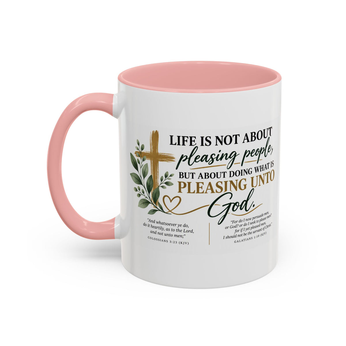 Christian Coffee Mug – "Pleasing Unto God" Inspirational Accent Mug (11/15oz)