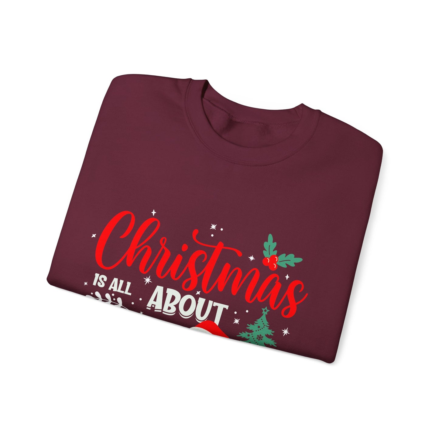 Christmas Is All About Jesus (Christmas Themed) Unisex Heavy Blend™ Crewneck Christian Sweatshirt