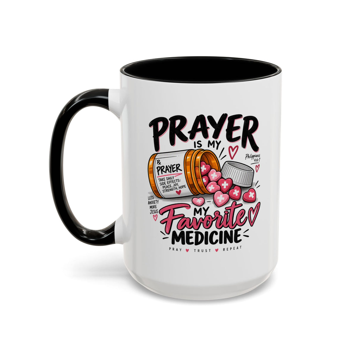 Prayer Is My Favorite Medicine Accent Coffee Mug – Inspirational Religious Gift