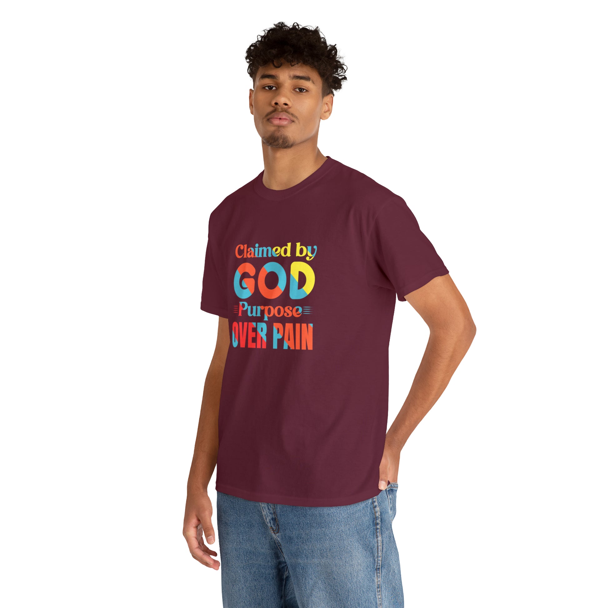 Claimed By God Purpose Over Pain Unisex Heavy Cotton Tee Printify