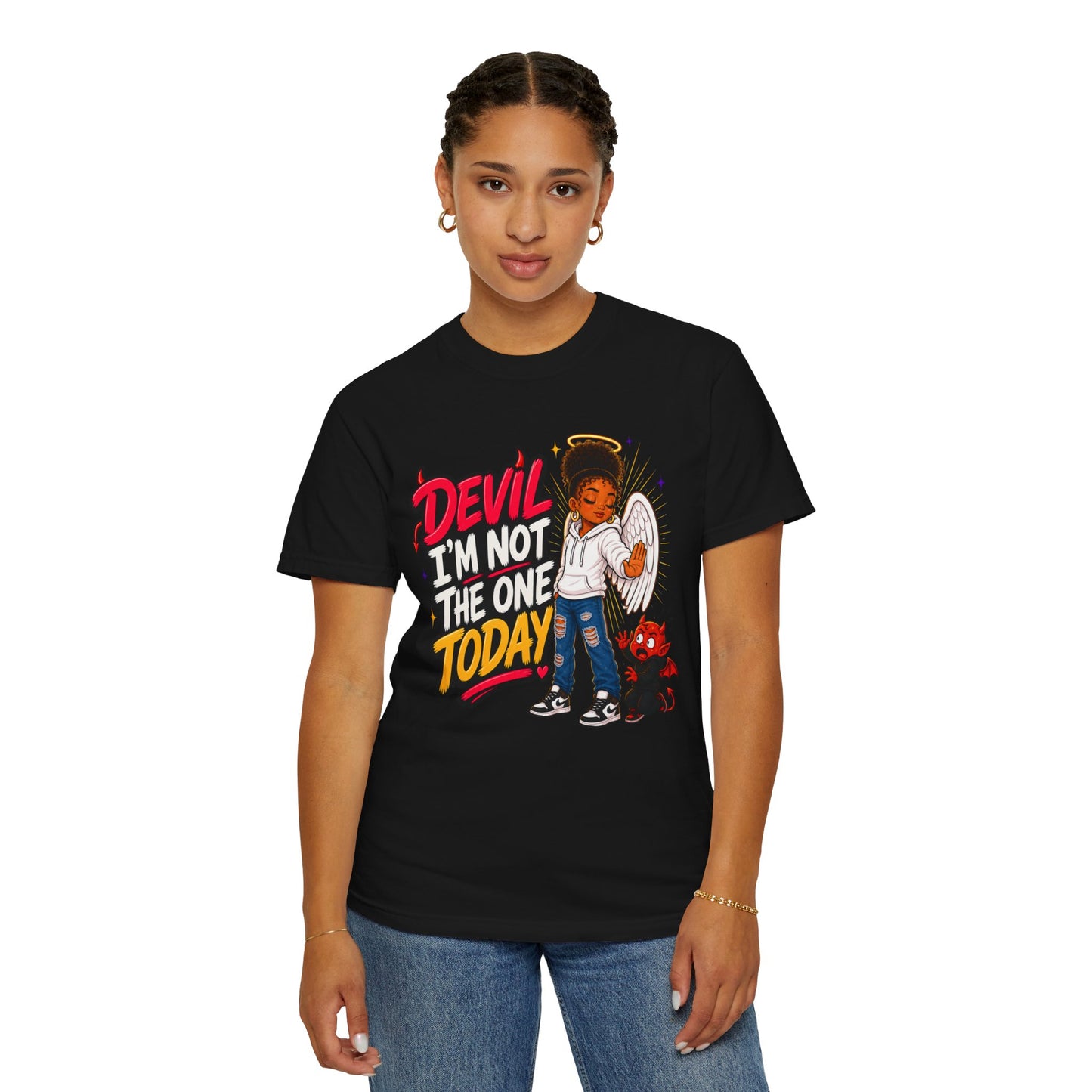 Devil I'm Not the One Today T-Shirt — Funny Angel vs Devil Graphic Tee - ClaimedbyGodDesigns