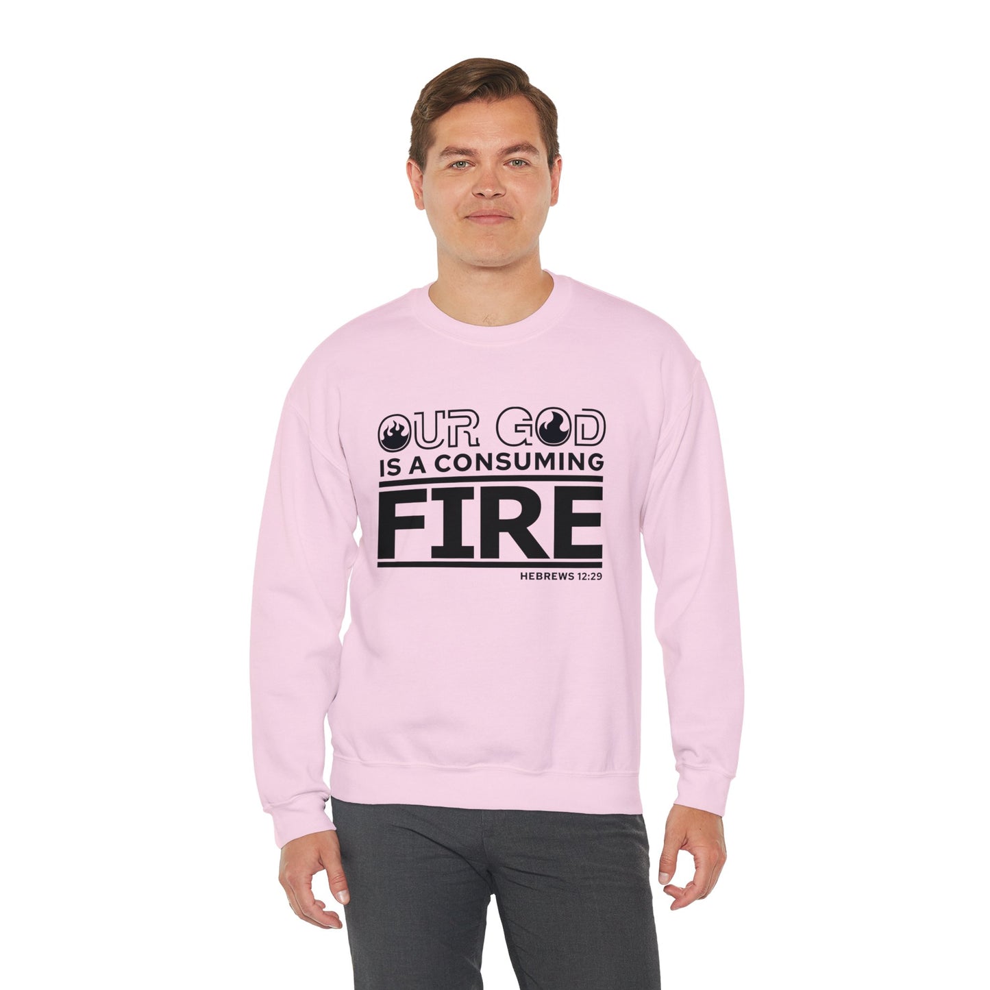 Our God Is A Consuming Fire  Unisex Heavy Blend™ Crewneck Christian Sweatshirt