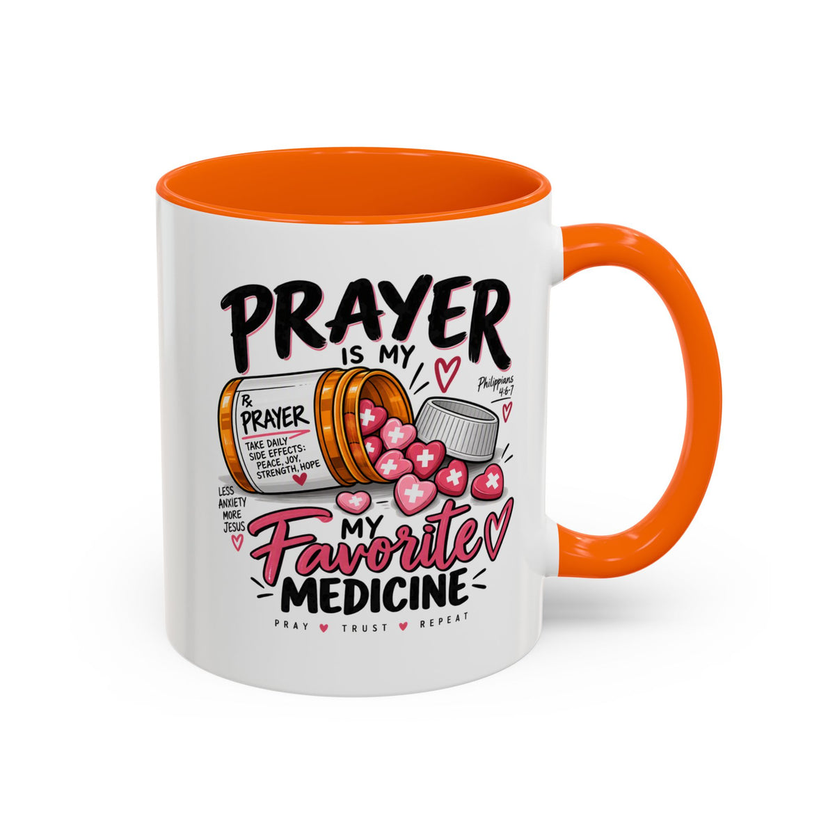 Prayer Is My Favorite Medicine Accent Coffee Mug – Inspirational Religious Gift