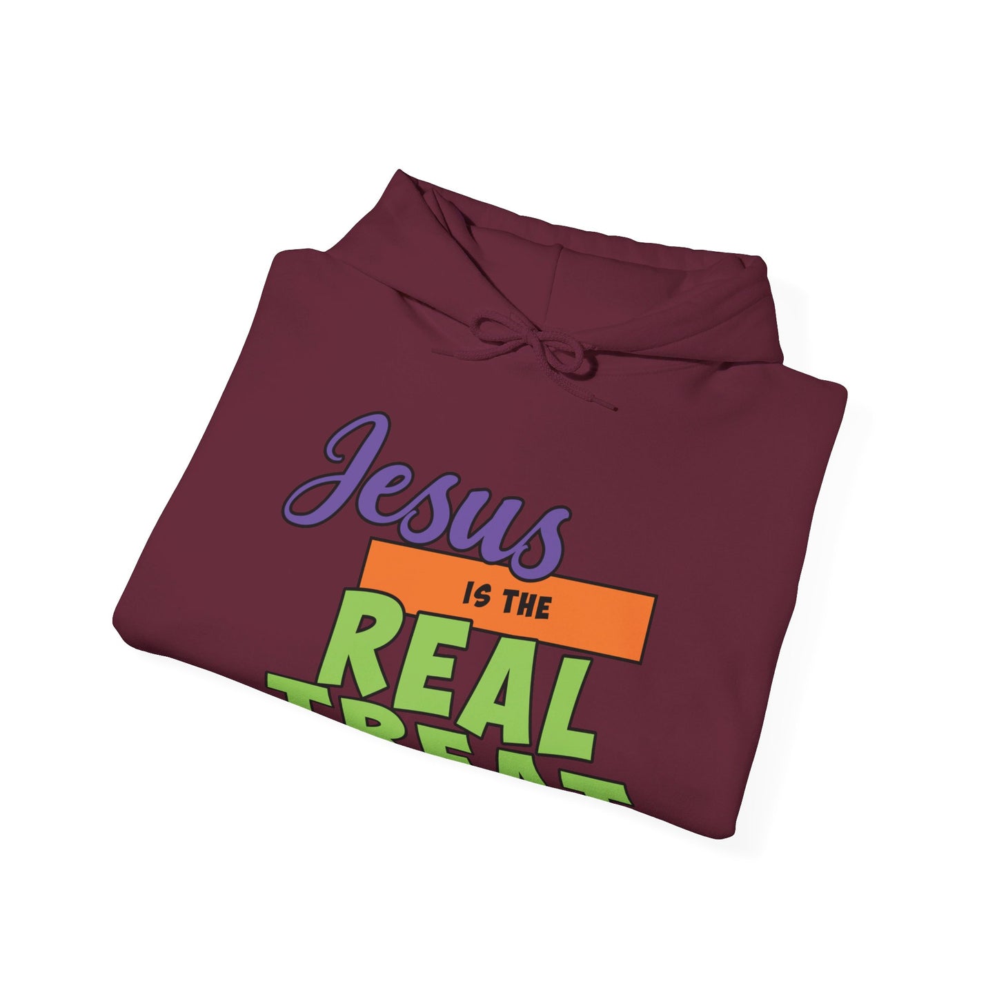 Jesus Is The Real Treat Halloween Unisex Christian Pullover Hooded Sweatshirt