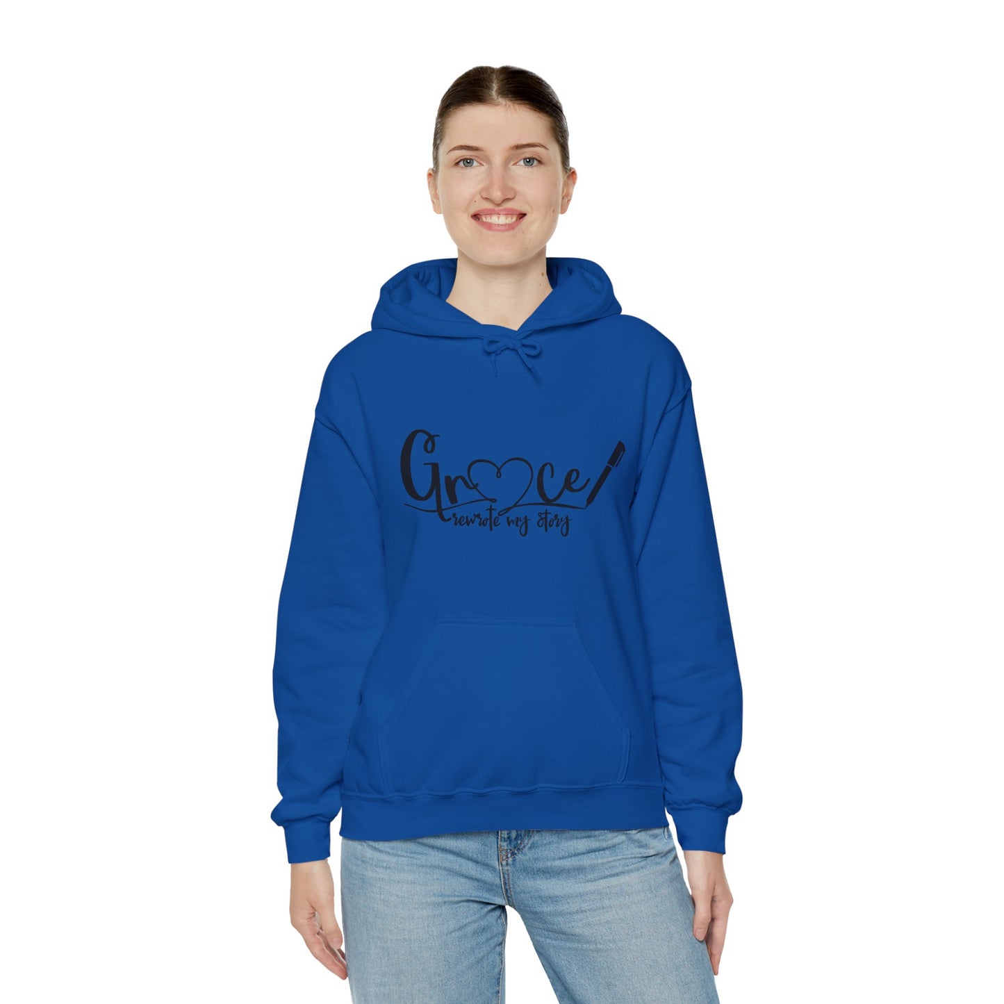 Grace Rewrote My Story Unisex Christian Pullover Hooded Sweatshirt