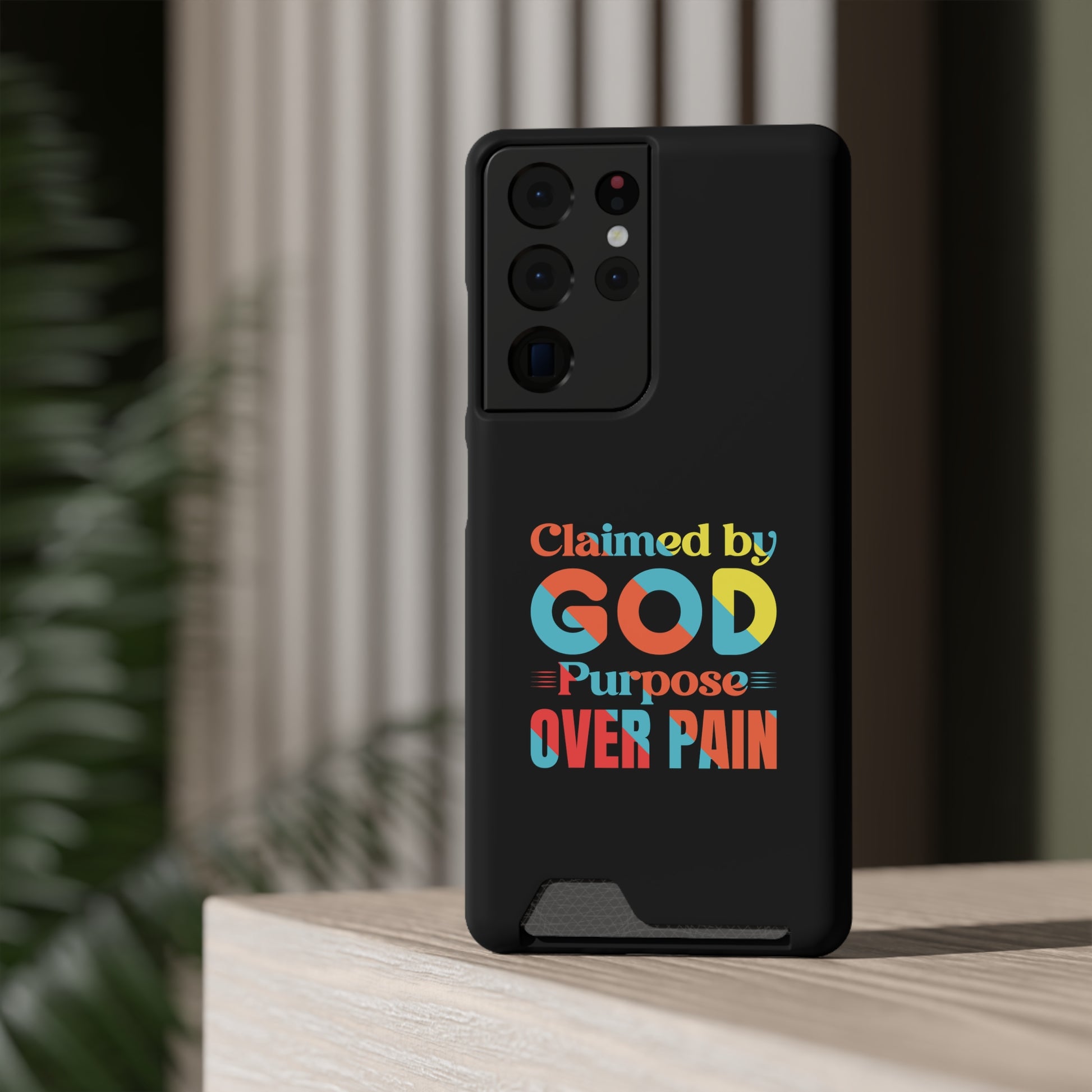 Claimed By God Purpose Over Pain Christian Phone Case With Card Holder Printify