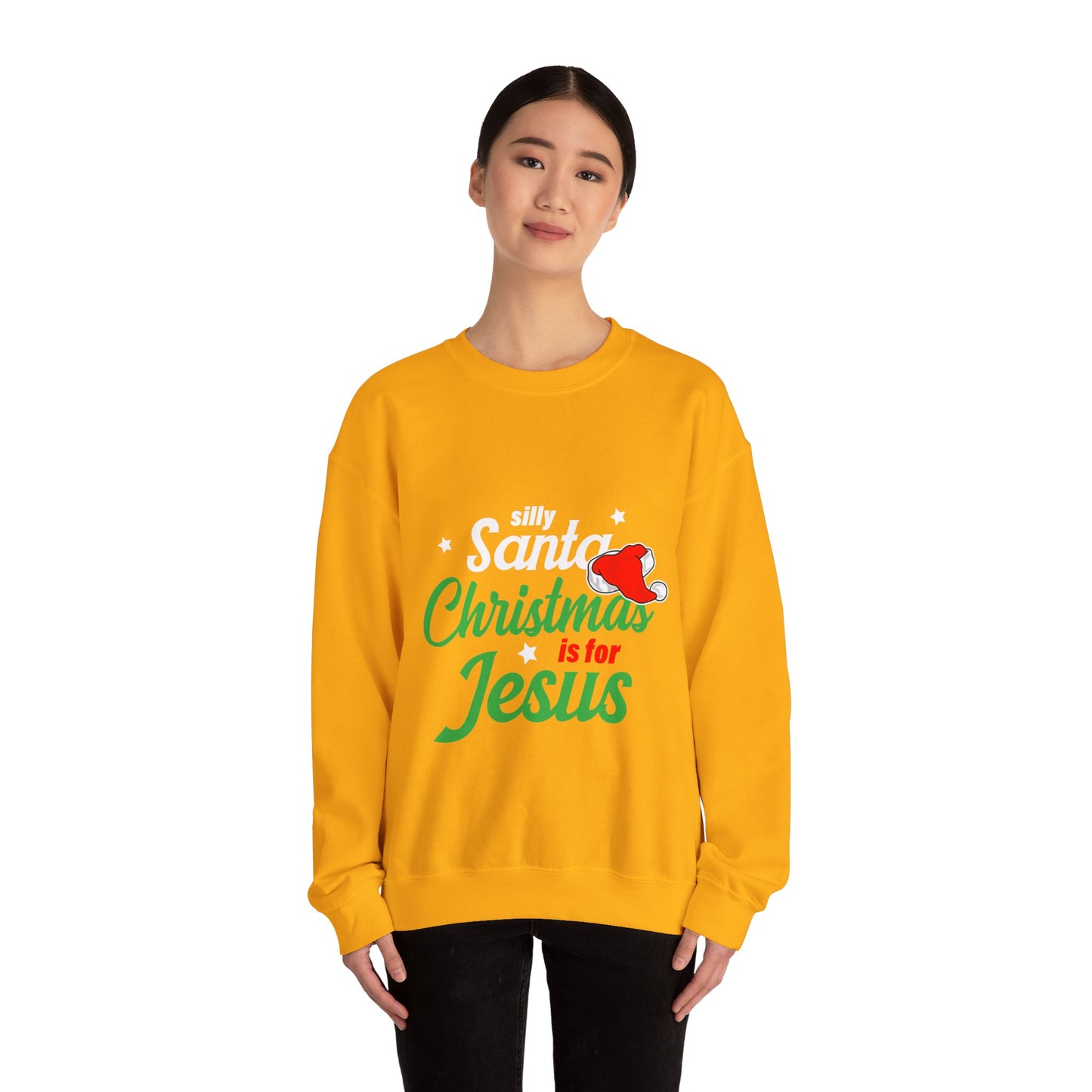 Silly Santa Christmas Is For Jesus (Christmas Themed) Unisex Heavy Blend™ Crewneck Christian Sweatshirt