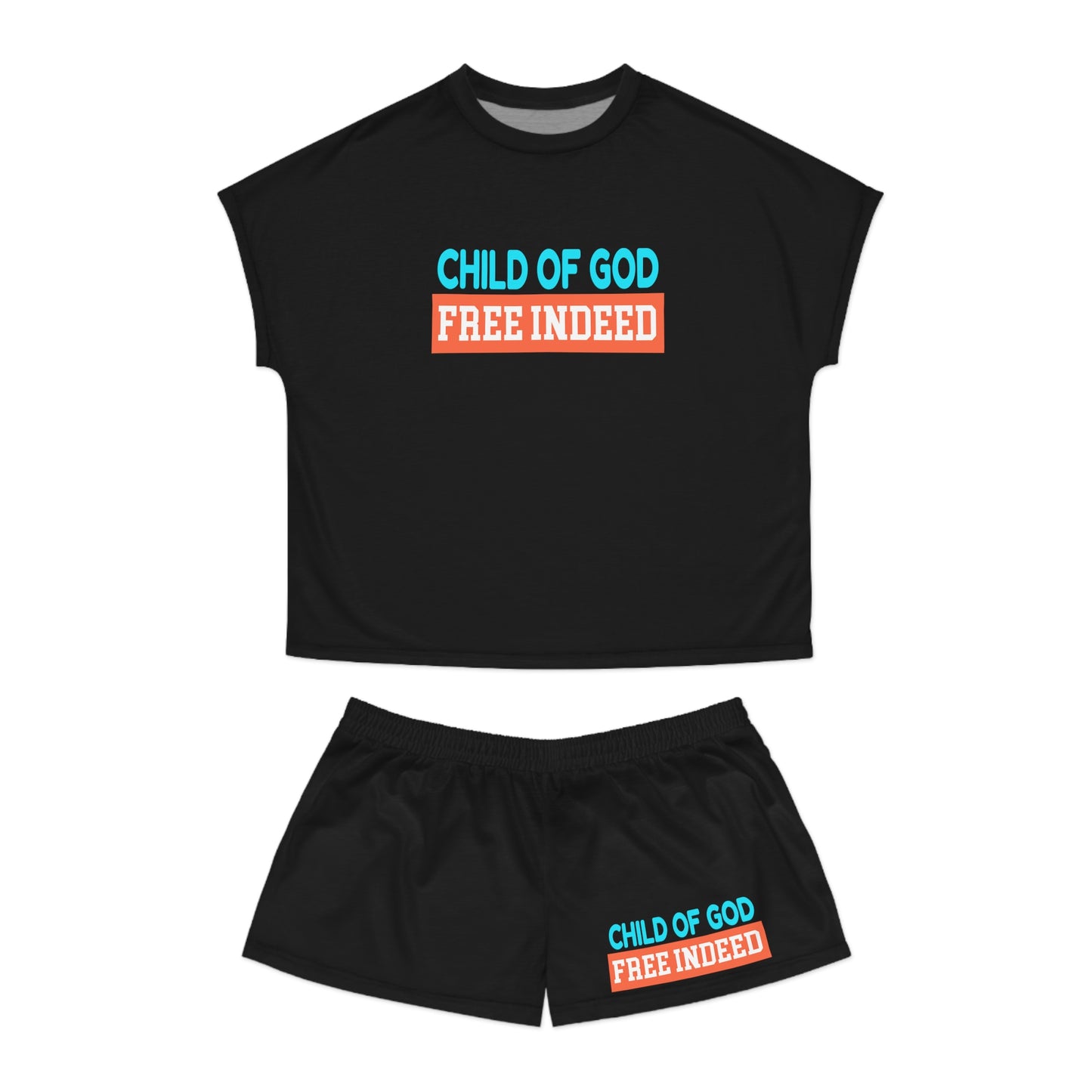 Child Of God Free Indeed Women's Christian Short Pajama Set Printify