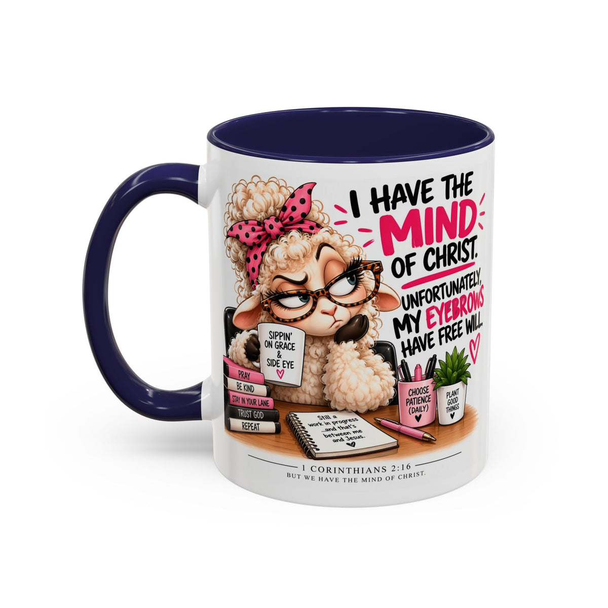 Christian Coffee Mug – "I Have the Mind of Christ" Funny Sheep Design (11/15 oz)