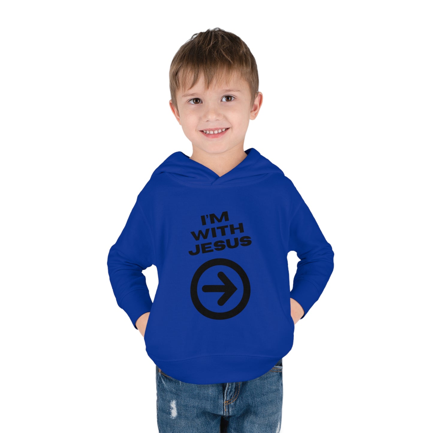 I'm With Jesus Christian Toddler Pullover Fleece Hooded Sweatshirt