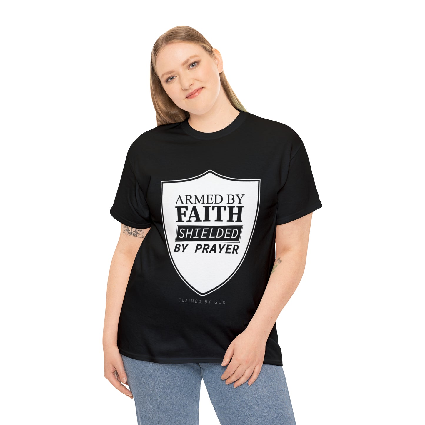 Armed By Faith Shielded By Prayer Unisex Heavy Cotton Tee