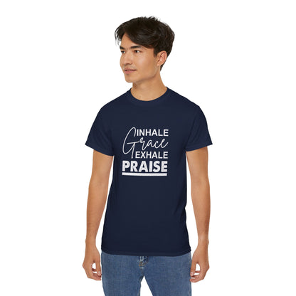 Inhale Grace Exhale Praise Unisex Christian Ultra Cotton Tee Printify