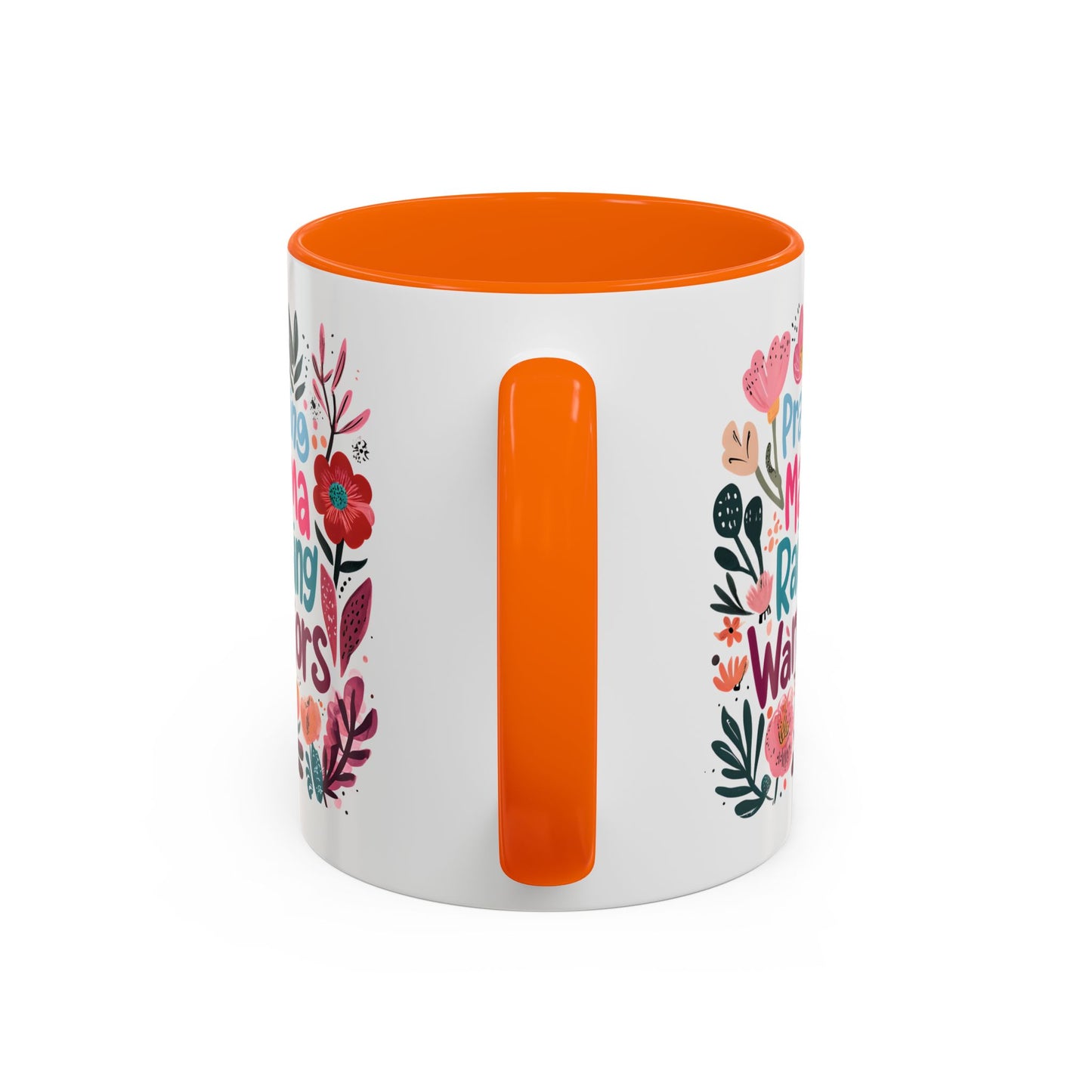 Floral Inspirational Coffee Accent Mug - Praying Mama Raising Warriors, Gift for Moms, Mother's Day Mug, Motivational Cup, Unique Kitchenware