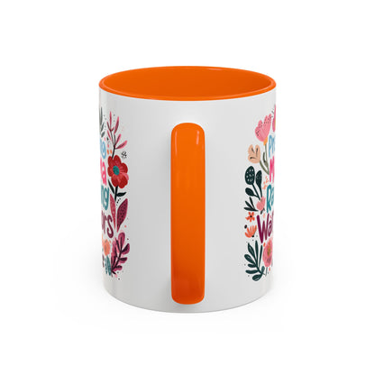Floral Inspirational Coffee Accent Mug - Praying Mama Raising Warriors, Gift for Moms, Mother's Day Mug, Motivational Cup, Unique Kitchenware