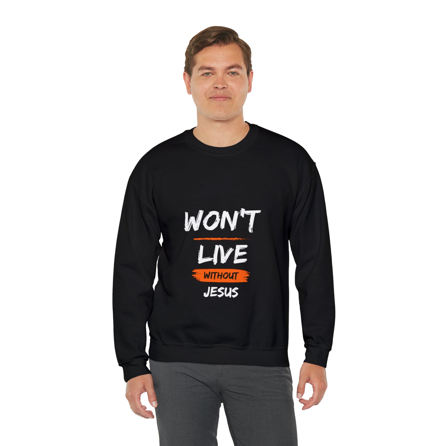 Won't Live Without Jesus Unisex Heavy Blend™ Crewneck Sweatshirt Printify