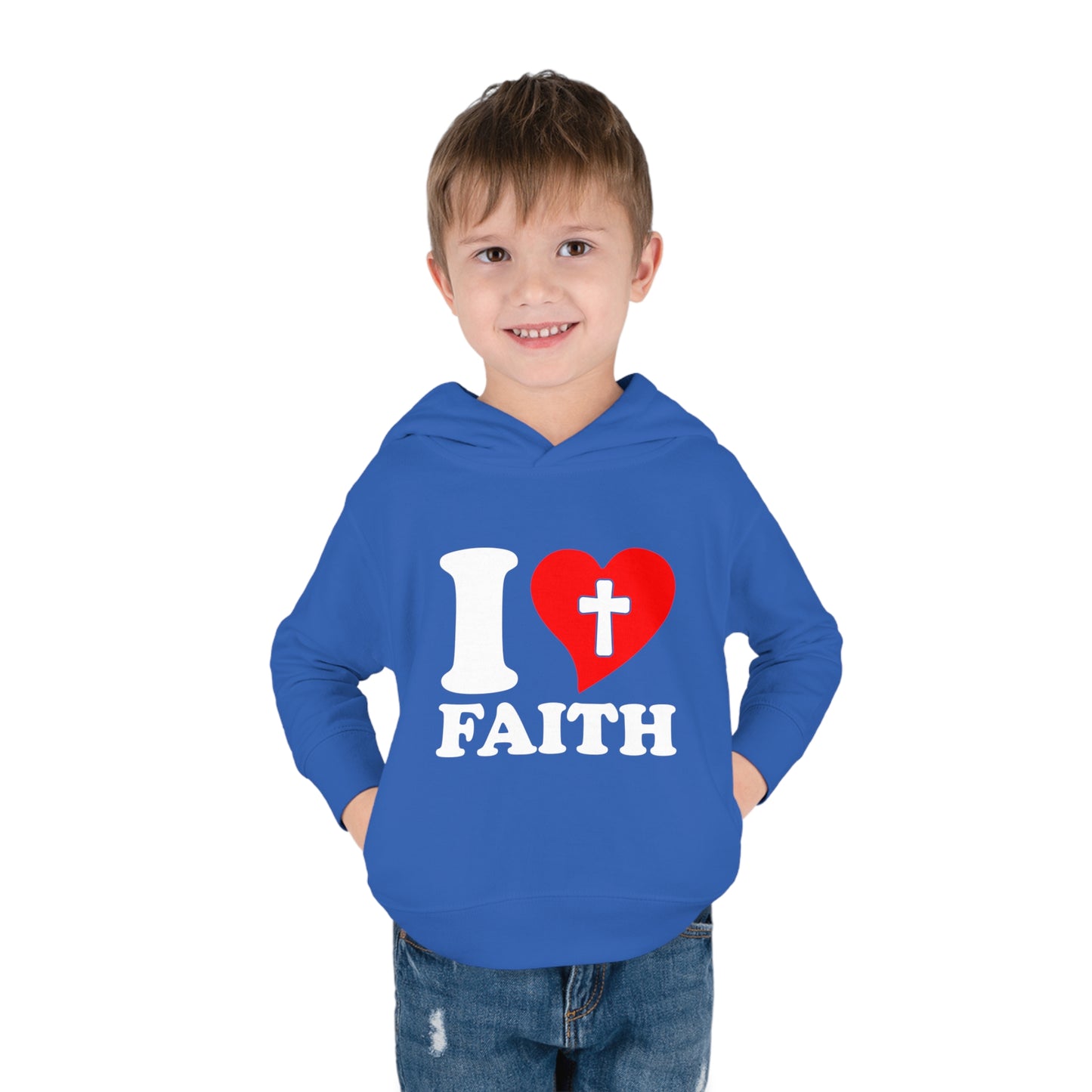 I Love Faith Christian Toddler Pullover Fleece Hooded Sweatshirt